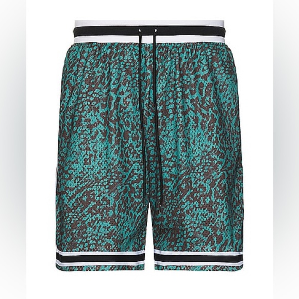 JOHN ELLIOTT SIZE XXL TURQUOISE LEAOPARD SHORTS